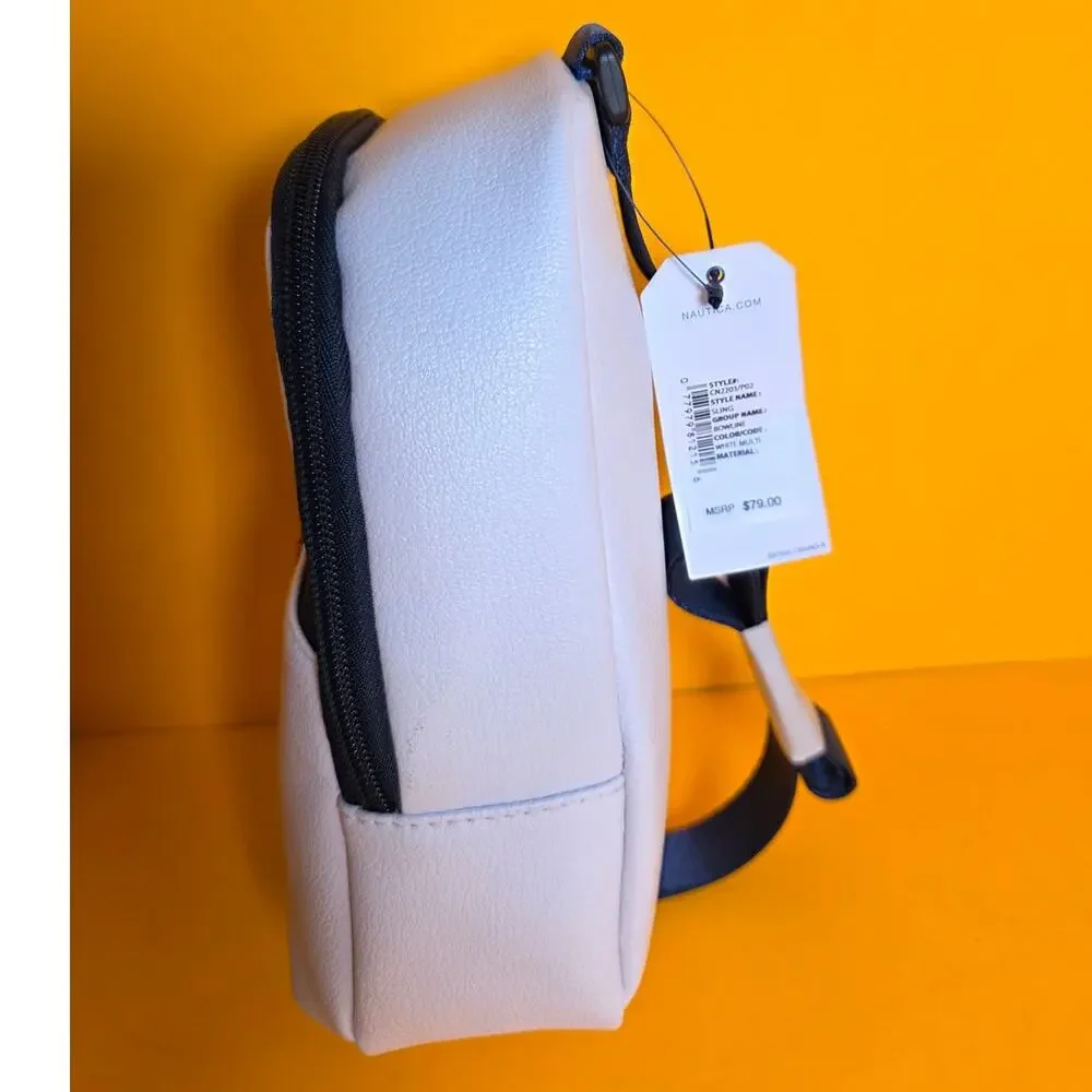 NWT Nautica Bowline Sling Mini Backpack White Navy Red Convertible Bag Purse